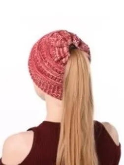 Bonnet 'Messy Bun' - Framboise