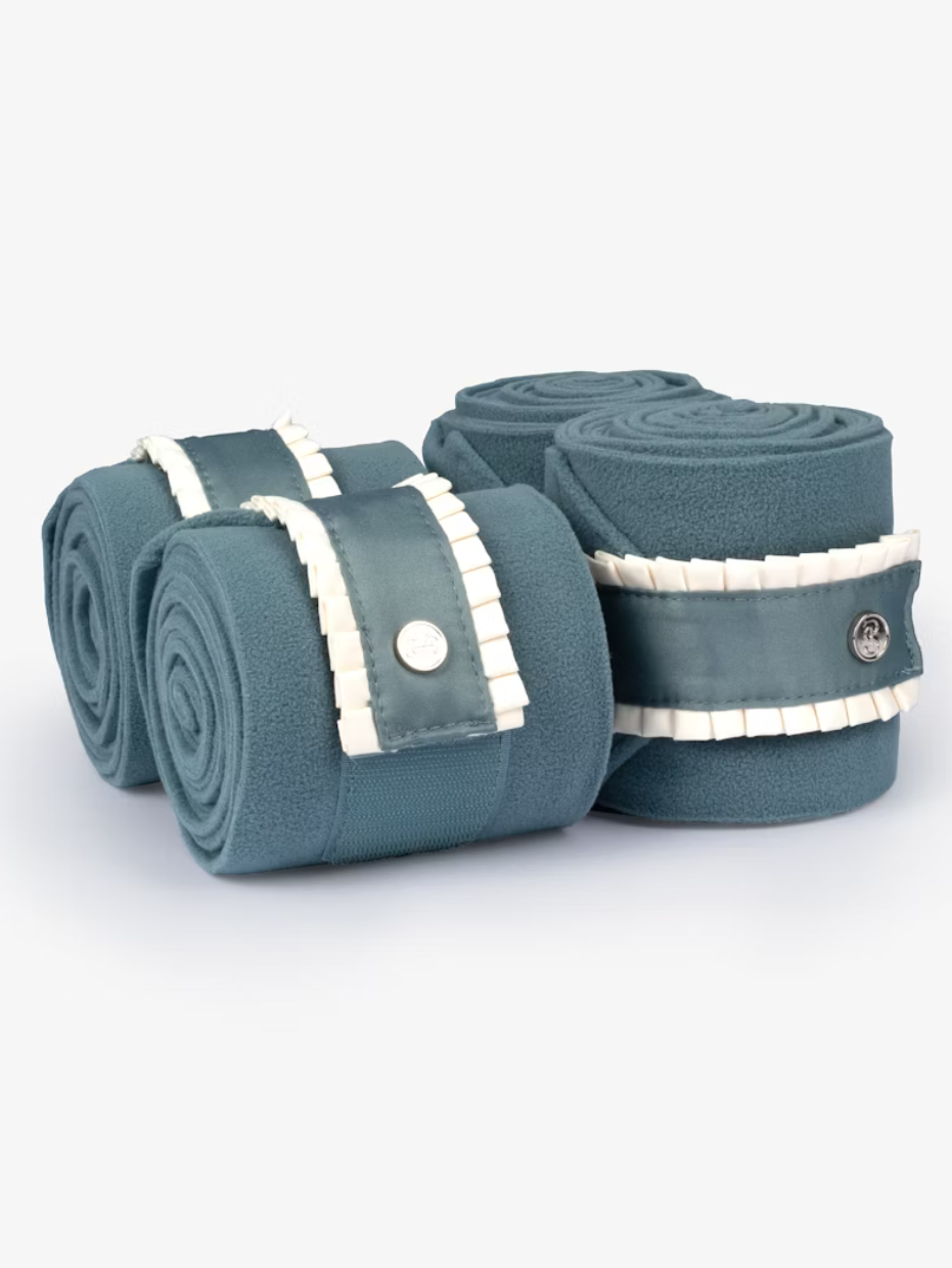 'Ruffle Pearl' Polo Shirt - Steel Blue