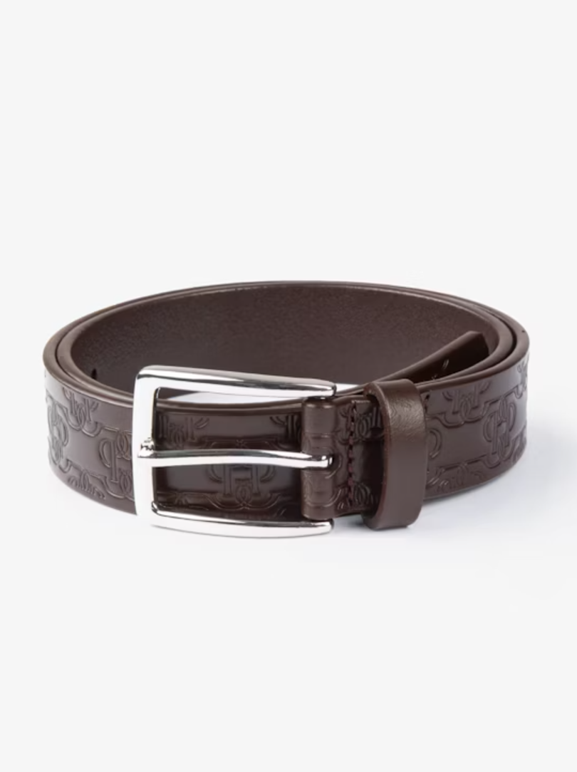 'Monogram' leather belt - Brown