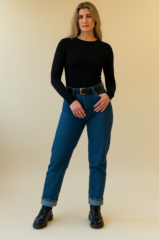 Manche longue Street 'Crew Neck' - Noir