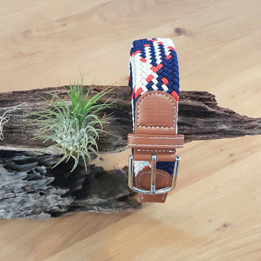 Ceinture élastique - Marine, rouge et gris