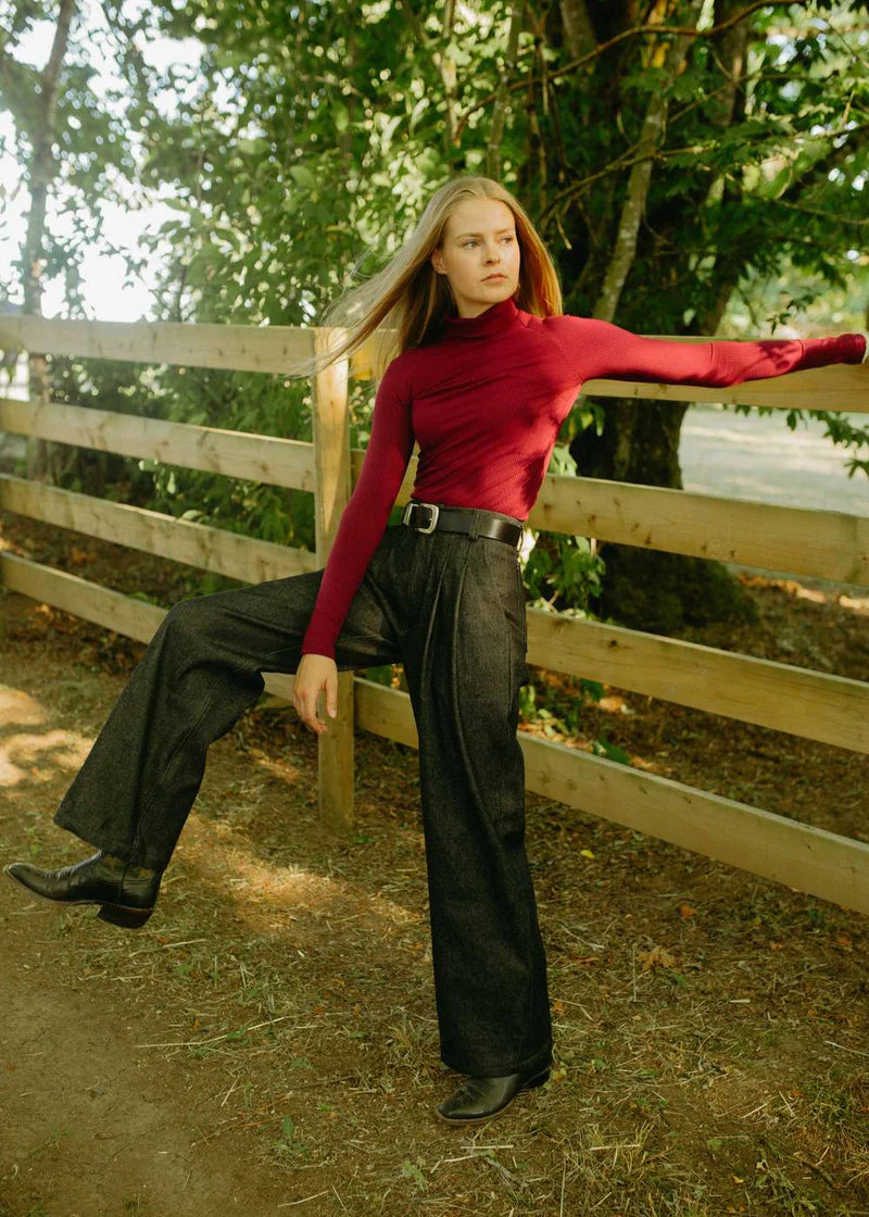 Col Roulé ''Turnout Rib''  - Framboise