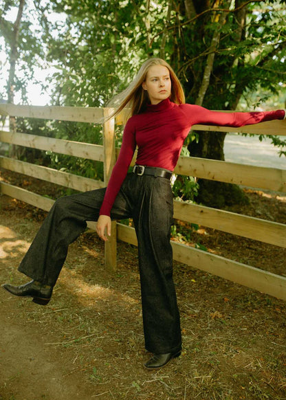 Col Roulé ''Turnout Rib''  - Framboise